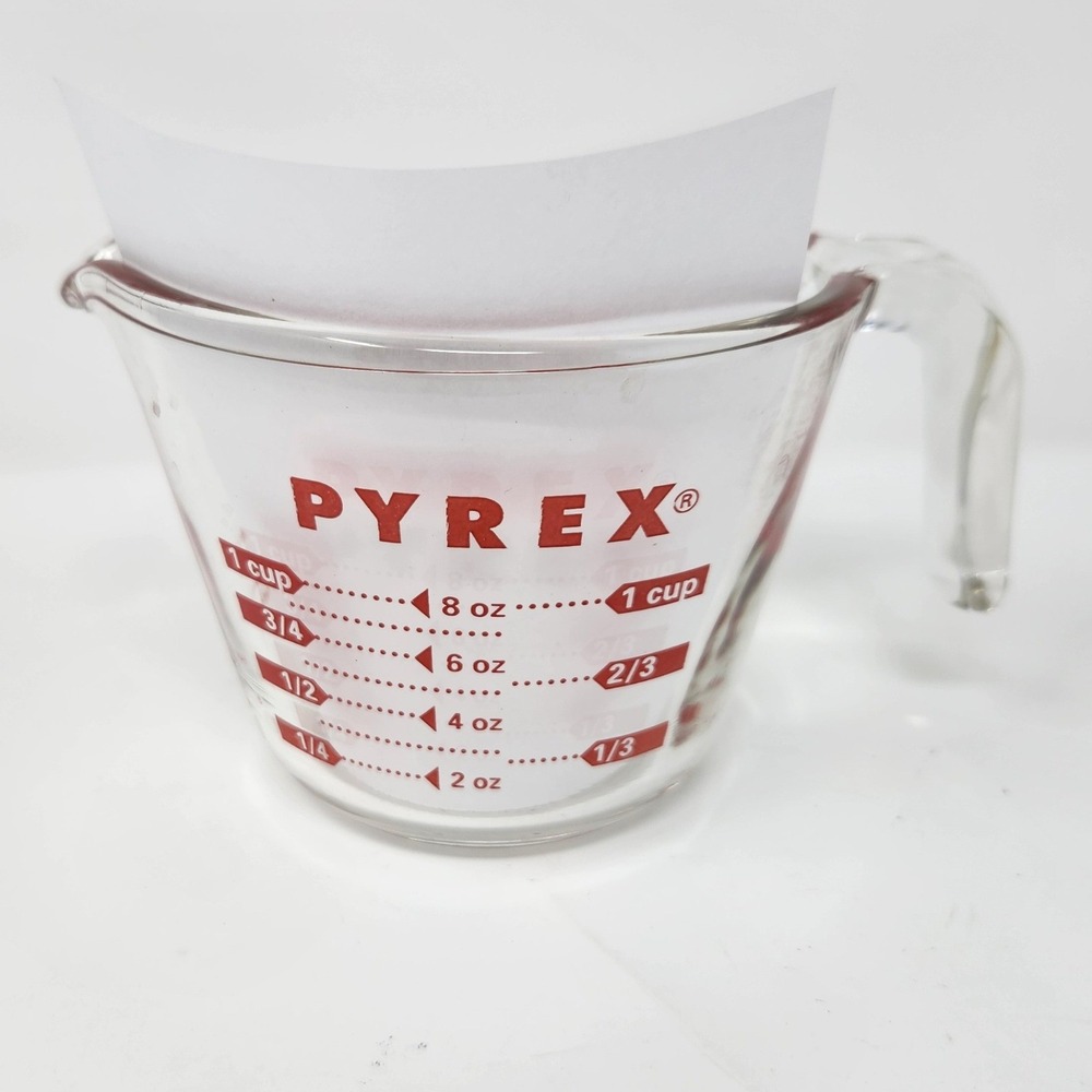 Vintage PYREX 1 Cup Measuring‎ Cup Red Lettering J Handle